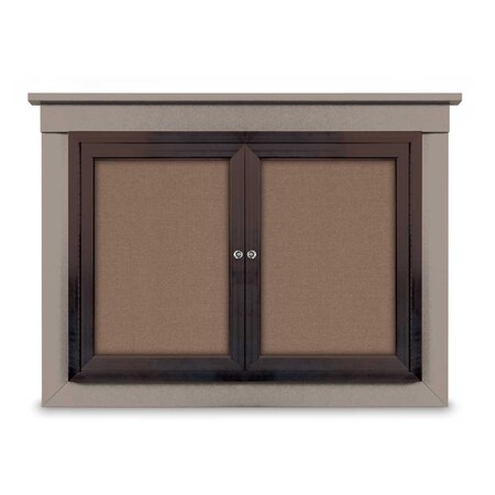 United Visual Products 36"x36" 1-Door Enclosed Letterboard, Green Felt/Walnut UV2623O-WALNUT-GREEN